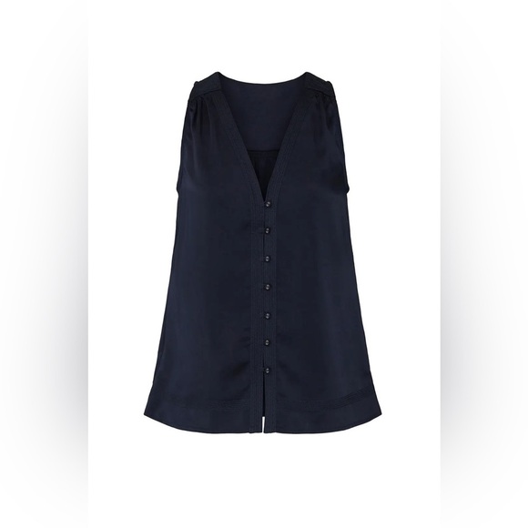 Joie Navy Sleeveless Buttoned Tank Top - Picture 4 of 12
